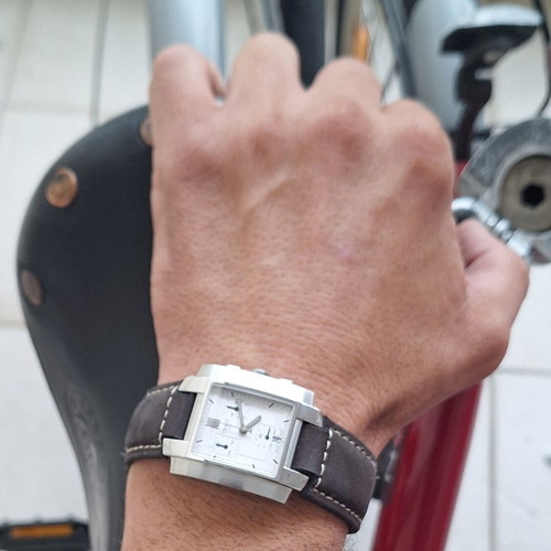 Tissot TXL Quadrato Chronograph Tank watch used, sapphire crystal, stainless steel