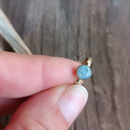 Brass ring with moonstone minimal vintage adjustable size