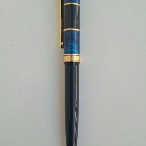 Balenciaga vintage luxury ballpoint pen, black gold and blue marble