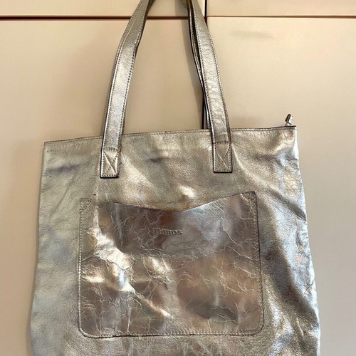 Thiros leather shoulder bag silver used with small scratches