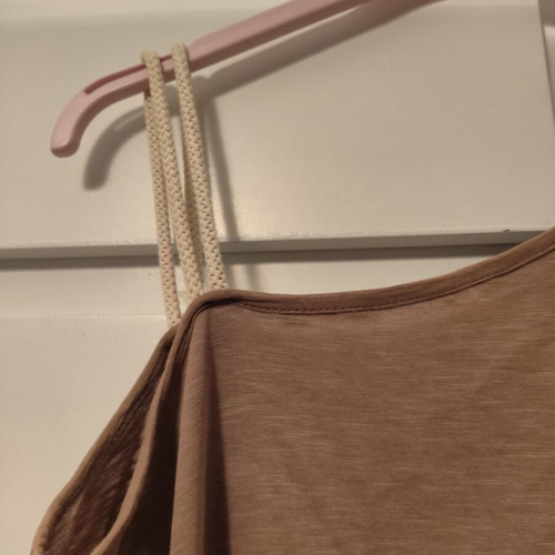 Women's beige maco top, like new, short front long back