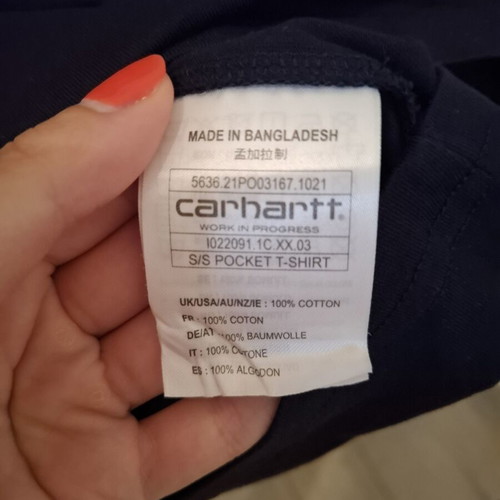 Carhartt WIP T-shirt navy blue, size large
