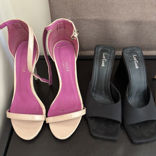 Women's high-heeled sandals, assorted colors and designs, size 36
