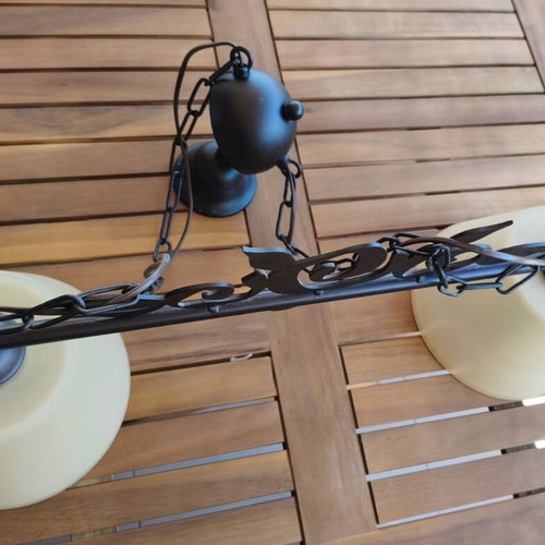 Set of 3 brass pendant ceiling lights like new