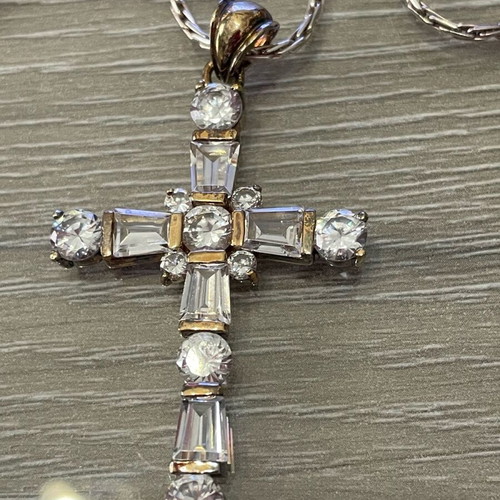 Stavros necklace used silver 925 with gold-plated cross, 60 cm chain