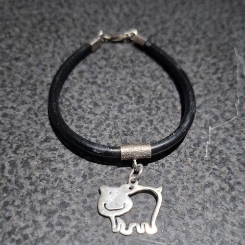 Bracelet with Black Rubber and 925 Silver Animal Motif like new