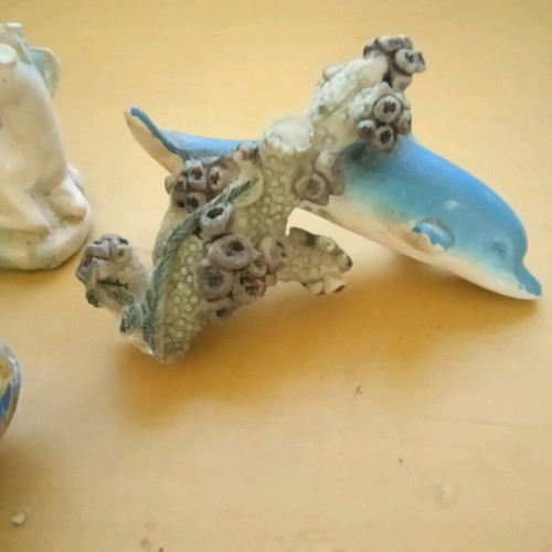 Vintage plaster decorative items used, pack of 3 Pegasus dolphin bird