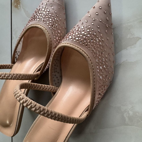 Sandals like new with rhinestones, size 36.5, beige and pink