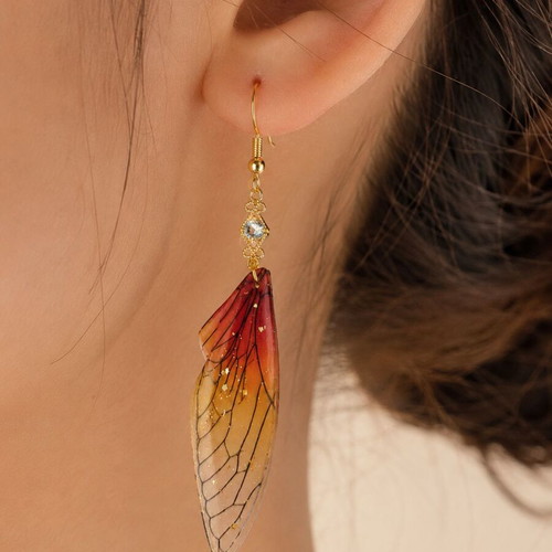 Fairy Statement Earrings "Sunset Wings" Handmade with Crystal