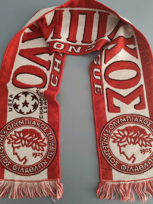 Κασκόλ Ολυμπιακός Πειραιώς UEFA Champions League μεταχειρισμένο, κόκκινο/λευκό