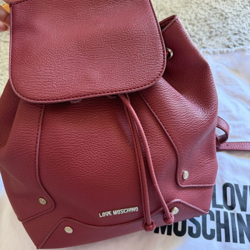Love Moschino real leather backpack, red