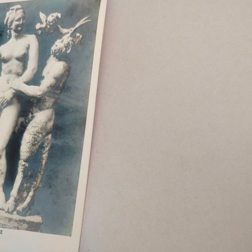 Black and white postcard Aphrodite & Satyr used, photo Sphinx 1954