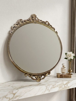 Vintage στρογγυλός χρυσός καθρέφτης τοίχου Baroque Victorian style μεταχειρισμένος
