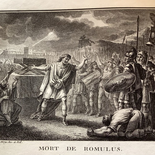 Χαλκογραφία 1770 Ο Θάνατος του Ρωμύλου μεταχειρισμένη 28x21 cm