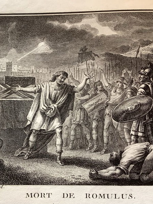 Χαλκογραφία 1770 Ο Θάνατος του Ρωμύλου μεταχειρισμένη 28x21 cm