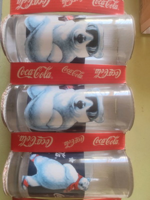 Coca Cola 90's Glasses new, set of 3 pieces