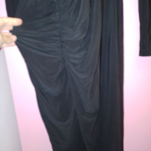 Long black dress new with ruching and side slit, gift pouch included