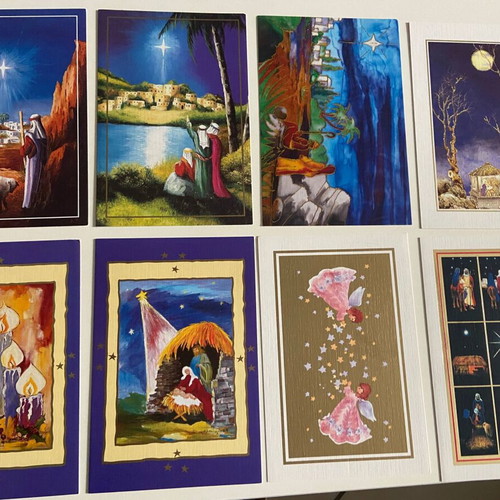 Christmas cards new, 8 designs painted with mouth