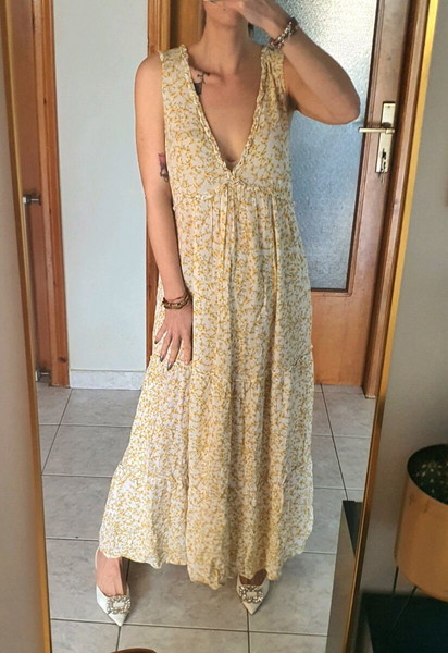 Μάξι Φόρεμα Floral Boho με Βολάν