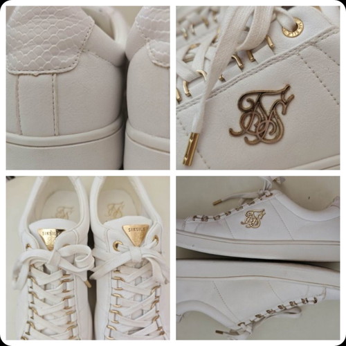 Siksilk leather shoes, white, size 43