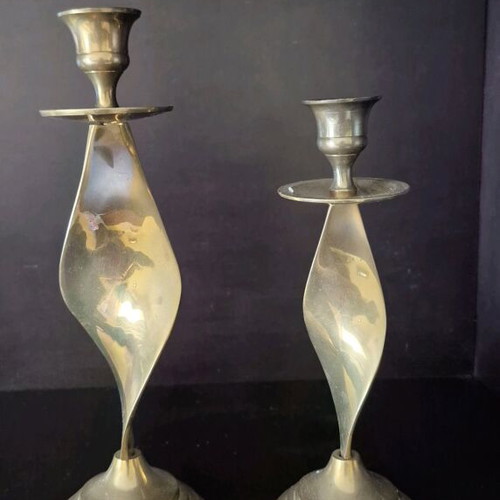 Vintage candle holders used, set of 2 pieces