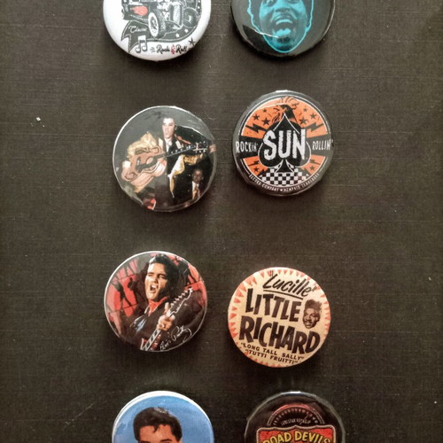 Rockabilly pin badges, old school rock n roll