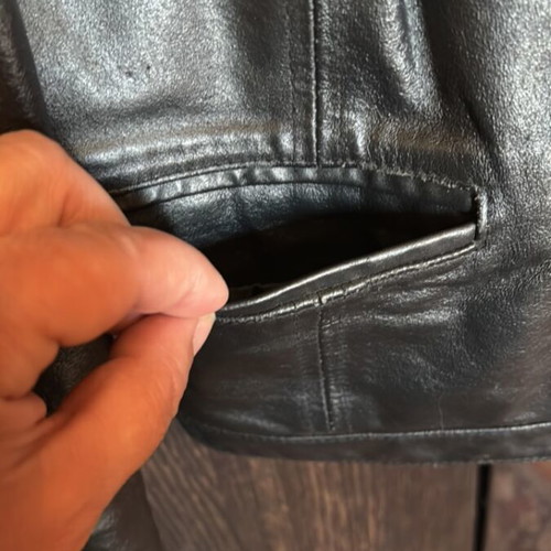 Italian leather jacket Vera Pelle used, size 42, black