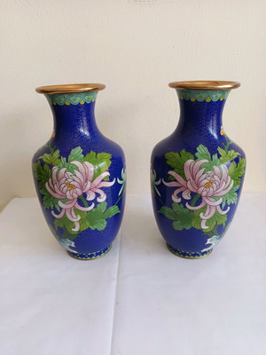 Σετ βάζα cloisonne σαν καινούργιο, ύψος 21 εκατοστά