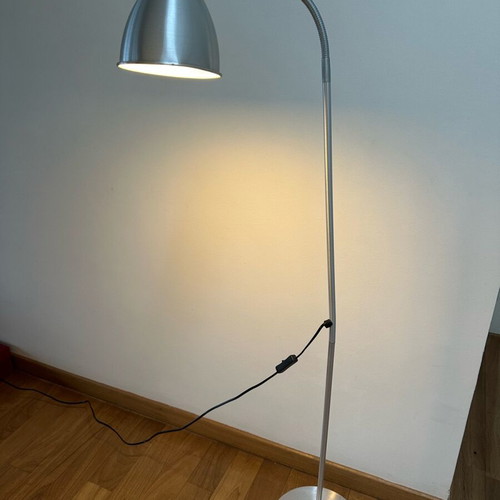 Ikea Lersta floor lamp, silver with black cord