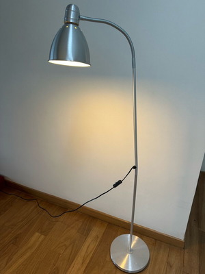 Ikea Lersta floor lamp, silver with black cord