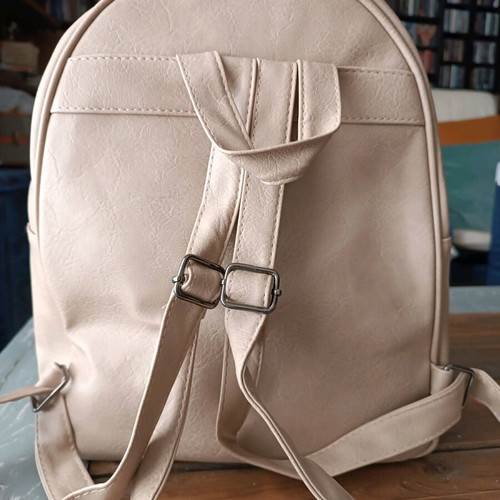 Faux leather backpack like new, beige