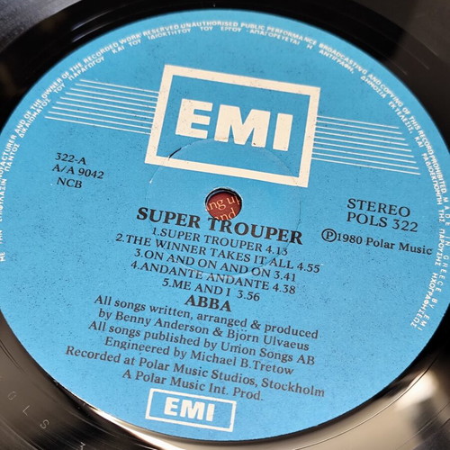 ABBA Super Trouper vinyl LP 1980 Greek edition like new, pop