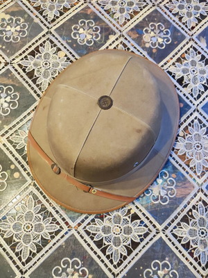 WW2 Pith Helmet Singapore Made used, tropical sun protection