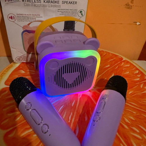Wireless Karaoke Speaker Set σαν καινούργιο με 2 μικρόφωνα και RGB φωτισμό