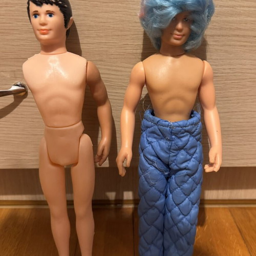 John John Bibi Bo dolls, one with sewn hair and one missing an arm