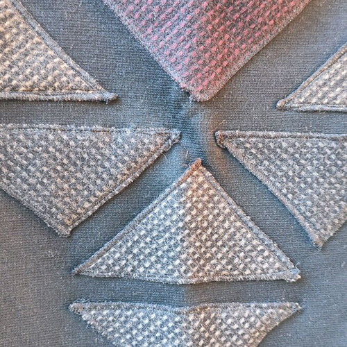 Mini black wool skirt handmade new with tweed triangles