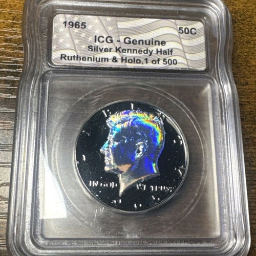 1965 Silver Kennedy Half Dollar Ruthenium & Holo Limited Edition New