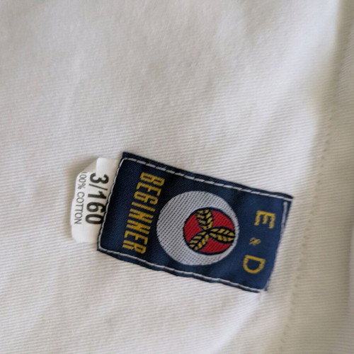 Karate uniform used, size 3/160 with white belt, 100% cotton