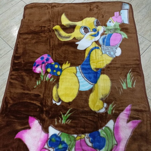 Baby crib blanket new, brown with bunny design
