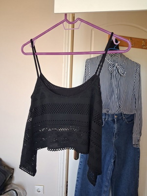 Crop top tiranta knitted black like new Pink Woman