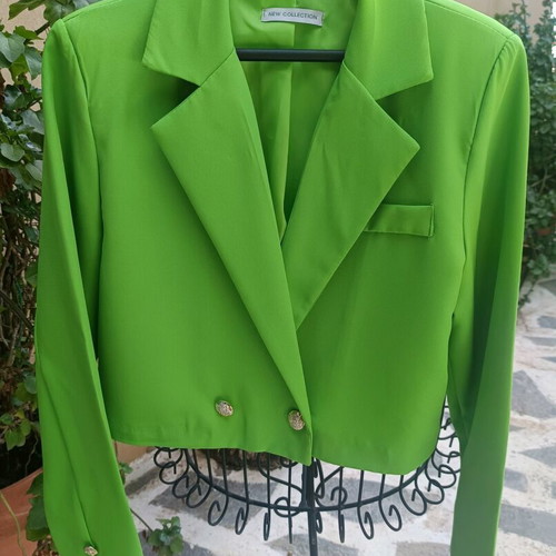 Green suit with crop jacket and skort new S/M