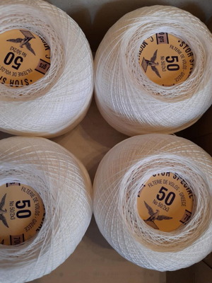 Stor Special lace thread pelota white no 50, new, 4 pieces