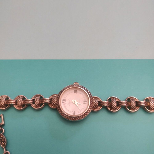 Silver set necklace, bracelet and watch like new with semi-precious stones
