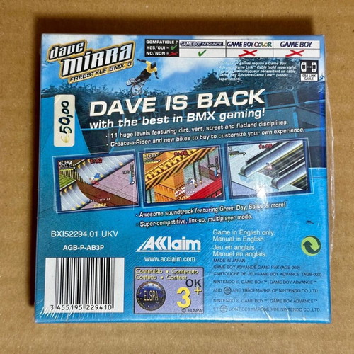 Game Boy Advance SP Dave Mirra Freestyle BMX 3 game new