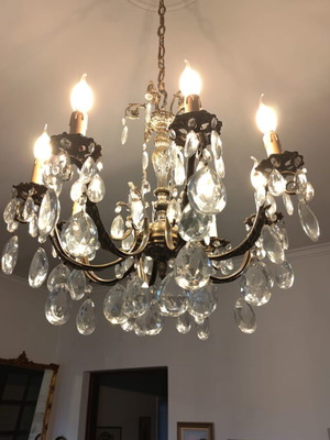 Crystal chandelier with 8 lights, diameter 55 cm, height 67 cm like new