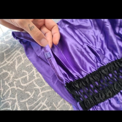 Milena by Paris purple satin top with black lace, like new, size S