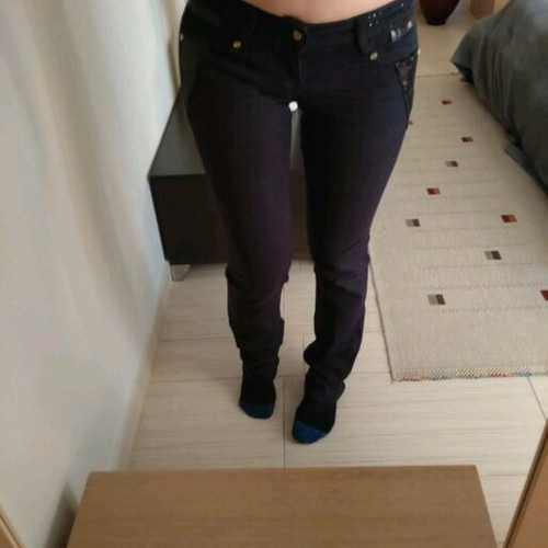 Roberto Cavalli denim pants like new with rhinestone details, size S