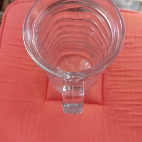 Water jug and crystal stemmed glass like new, height 20 cm