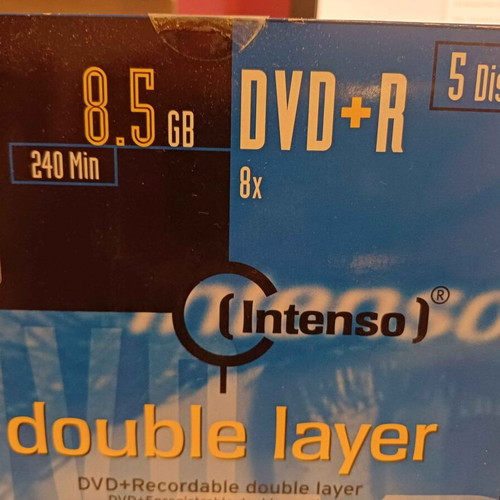 Intenso DVD+R 8x Dual Layer 8.5GB recordable pack of 5 new