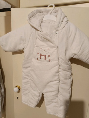 Baby jumpsuit used, white, up to 4 months